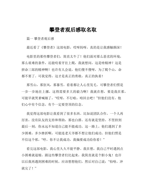 攀登者观后感取名取