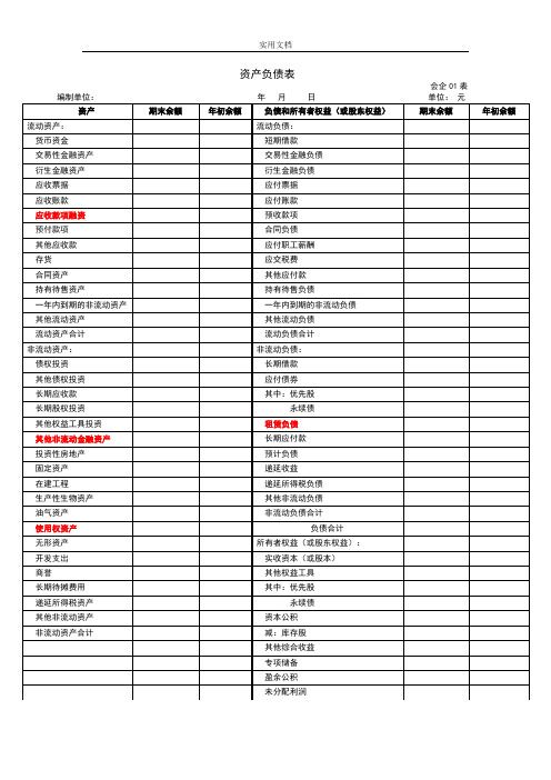 一般企业财务报表格式(适用于已执行新金融准则、新收入准则和新租赁准则地企业)