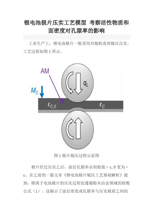 锂电池极片压实工艺模型 考察活性物质和面密度对孔隙率的影响