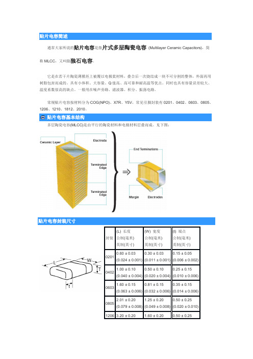 常见电容的封装和尺寸