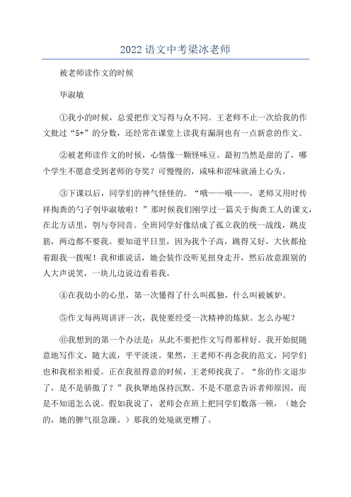 2022语文中考梁冰老师