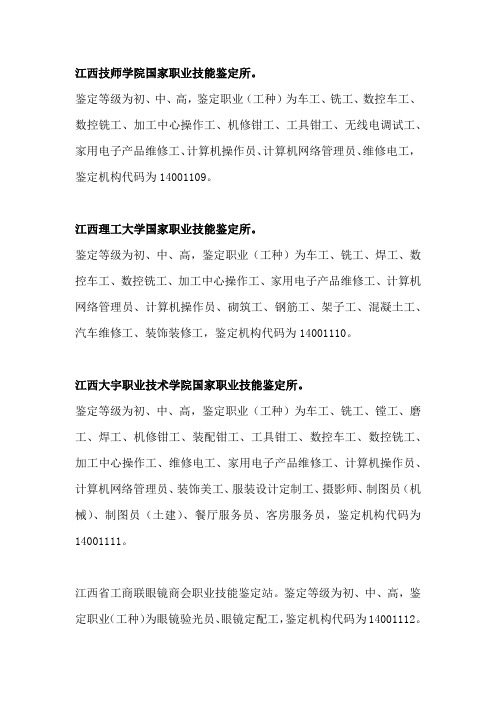 江西-考务管理系统鉴定机构代码