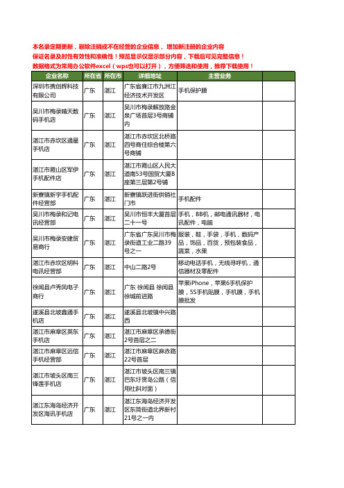 新版广东省湛江手机工商企业公司商家名录名单联系方式大全400家