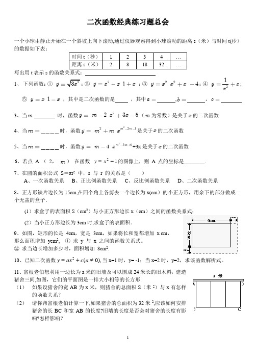 二次函数经典基础分类练习题(含答案)