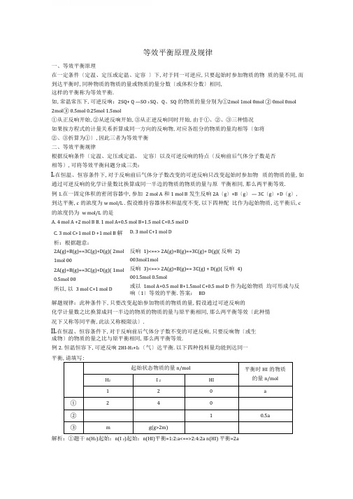 完整版等效平衡原理及规律