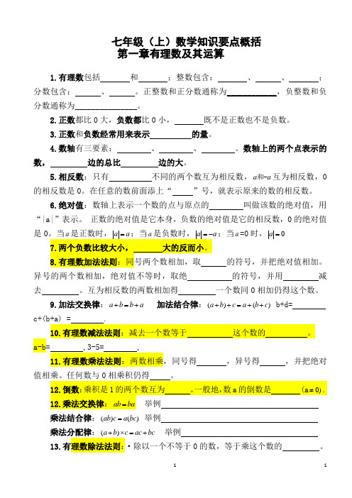 人教版-七年级全册数学知识点汇总