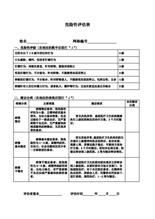 危险性评估表