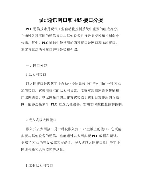 plc通讯网口和485接口分类