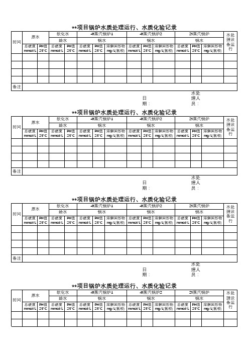 锅炉水质化验、处理记录