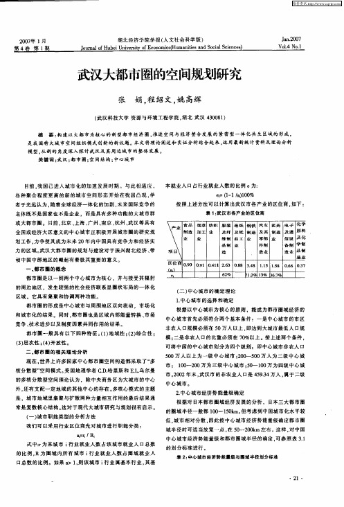 武汉大都市圈的空间规划研究