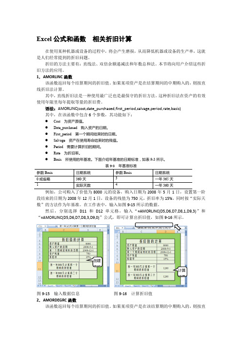 Excel公式和函数  相关折旧计算