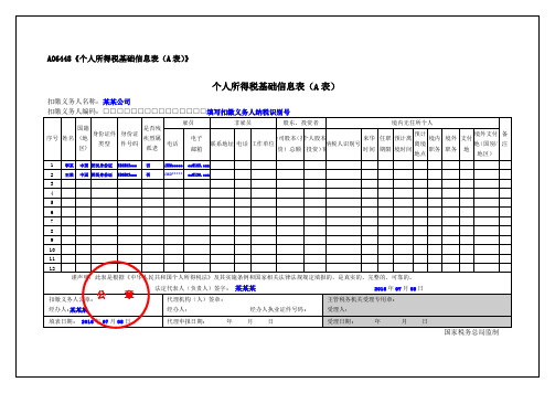 A06448个人所得税基础信息表A表