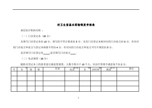 村卫生室基本药物制度考核表