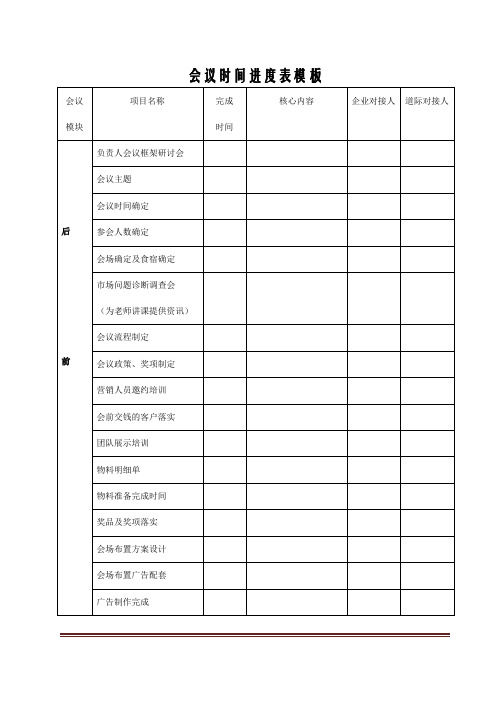 2-招商会-会议准备进度表模板