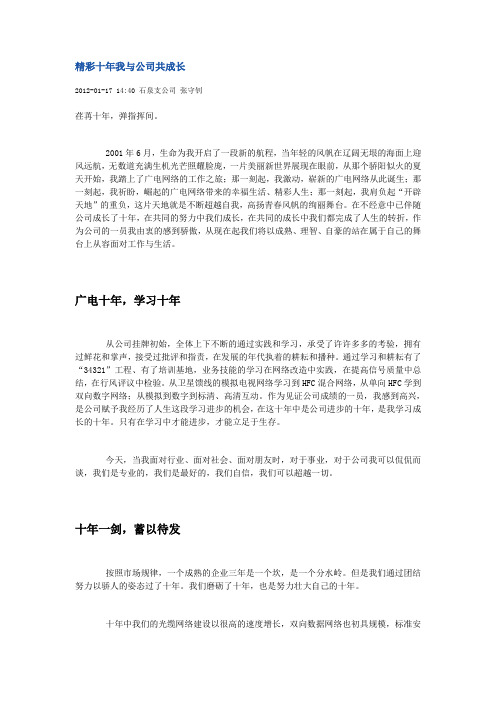 精彩十年我与公司共成长