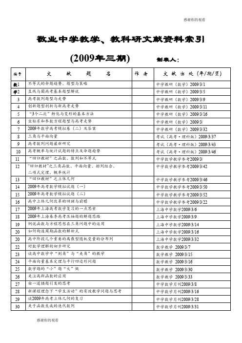 敬业中学教学、教科研文献资料索引 .doc