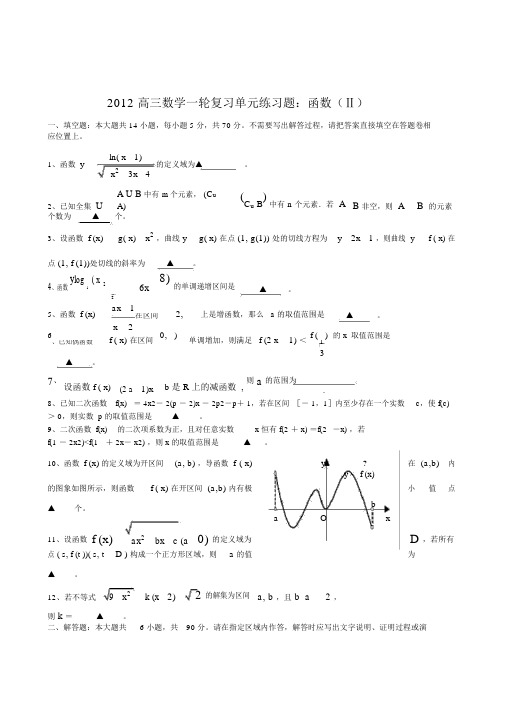 高三数学一轮复习单元练习题函数(Ⅱ)