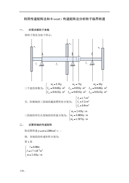 利用传递矩阵法和Riccati传递矩阵法分析转子临界转速