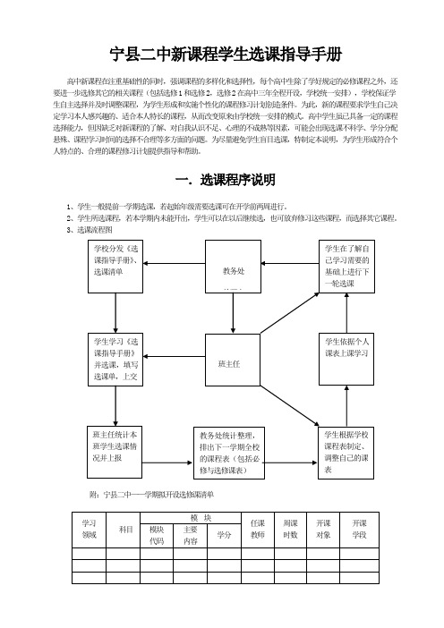 宁县二中新课程学生选课指导手册已修改