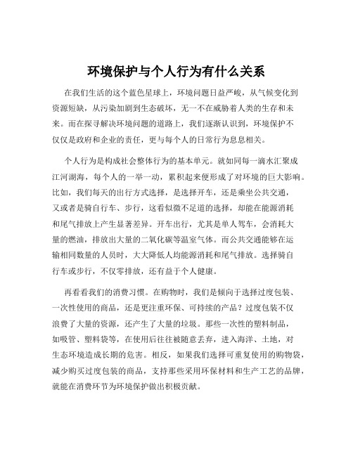 环境保护与个人行为有什么关系