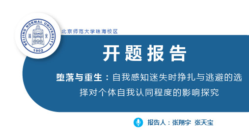 北师大本科毕业开题报告(堕落与重生：自我感知迷失时挣扎与逃避的选择对个体自我认同程度的影响探究)