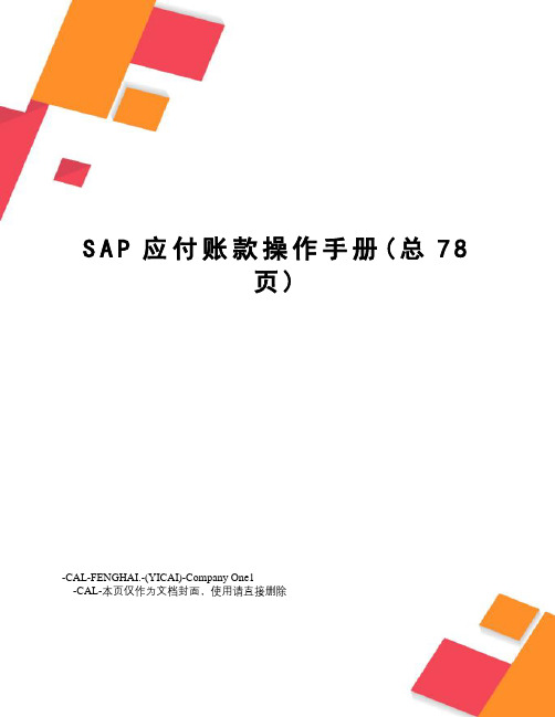 SAP应付账款操作手册