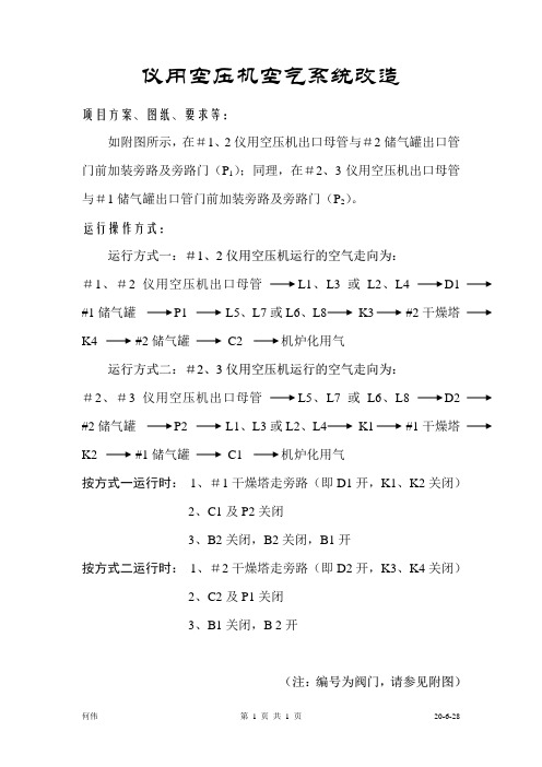 发电厂-仪用空压机空气系统改造-操作(合理化建议范文)