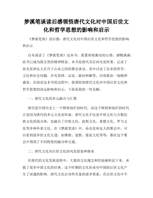 梦溪笔谈读后感领悟唐代文化对中国后世文化和哲学思想的影响和启示