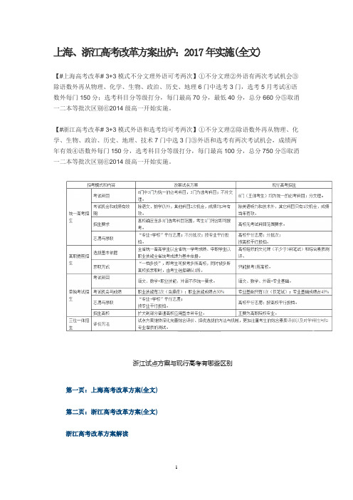 上海、浙江高考改革方案出炉：2017年实施(全文)