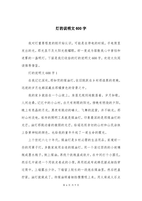 灯的说明文600字