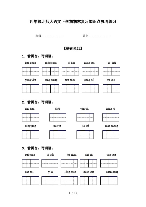 四年级北师大语文下学期期末复习知识点巩固练习