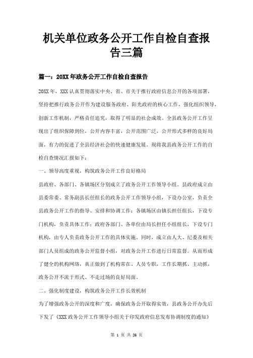 机关单位政务公开工作自检自查报告三篇