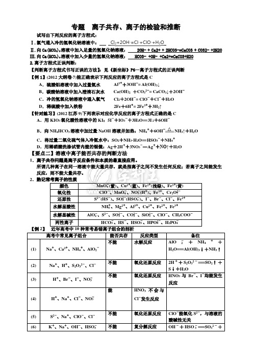 专题_离子共存、离子的检验和推断