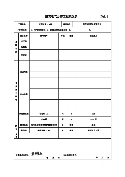 DQ电气分部全套资料