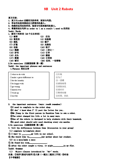 【牛津版】中考英语一轮复习：九下-Unit-2-Robots(含答案)