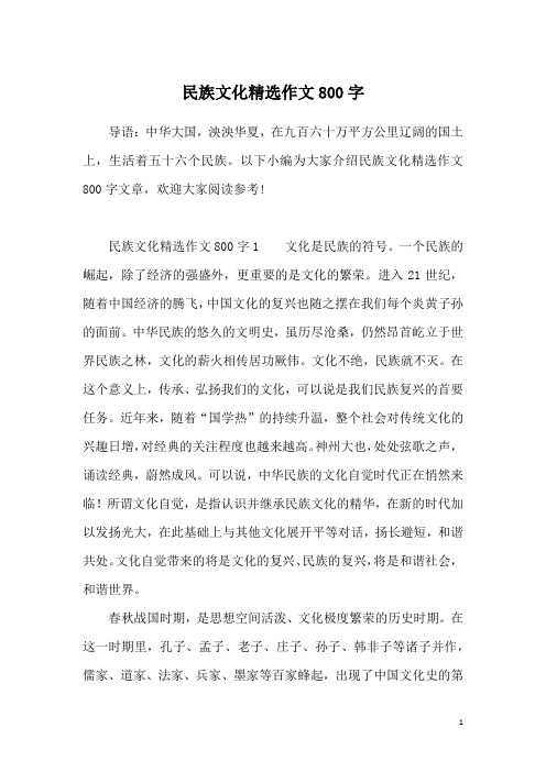 民族文化精选作文800字
