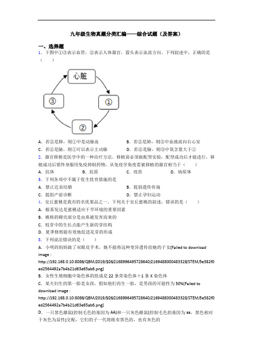 九年级生物真题分类汇编——综合试题(及答案)