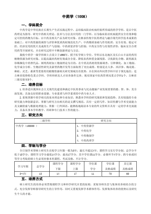 中药学(1008)-吉林农业大学研究生院