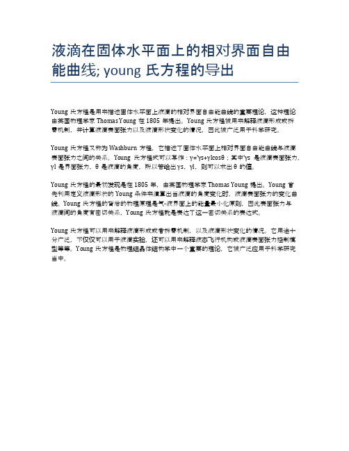 液滴在固体水平面上的相对界面自由能曲线; young氏方程的导出