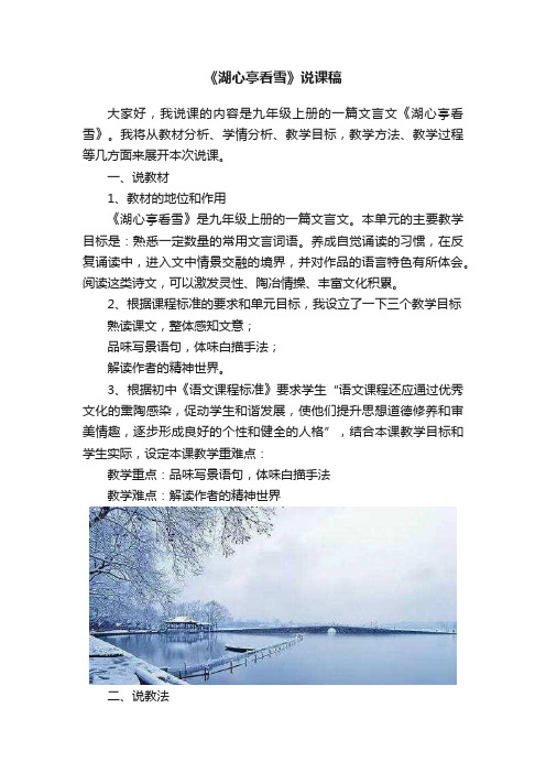 《湖心亭看雪》说课稿