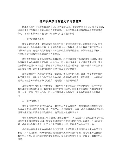 低年级数学计算能力和习惯培养