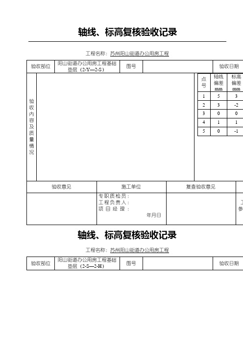 轴线、标高复核验收记录