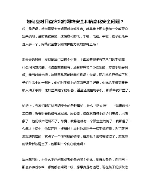 如何应对日益突出的网络安全和信息化安全问题？