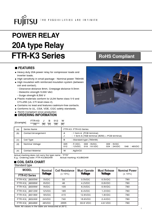 FTR-K3JB024W中文资料