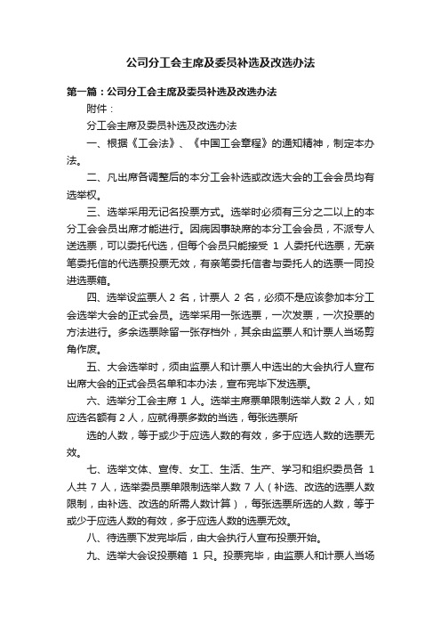 公司分工会主席及委员补选及改选办法