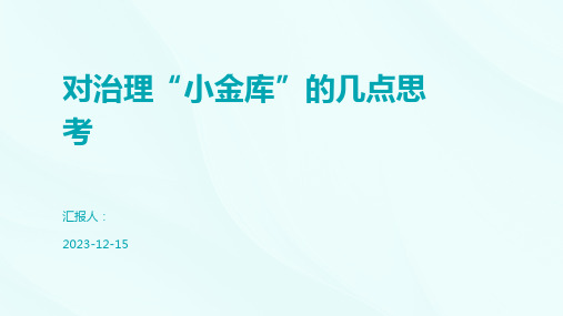 对治理“小金库”的几点思考