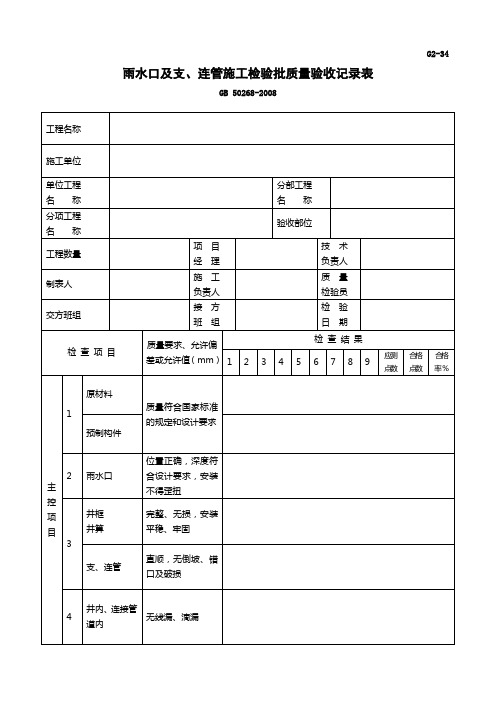 G2-34 雨水口及支、连管施工检验批质量验收记录