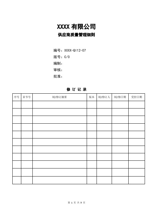 供应商质量管理细则