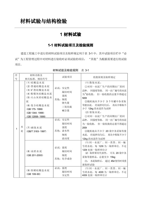 建筑工程材料检测取样规范