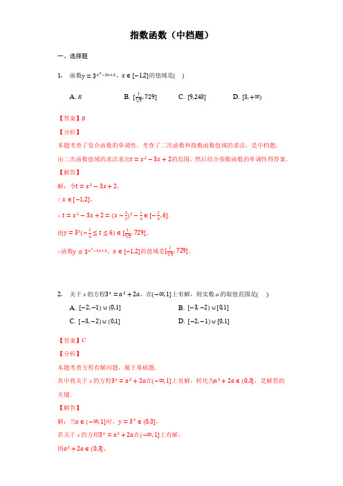 2020-2021 高一数学 指数函数课时同步练(新课改地区)(解析版)